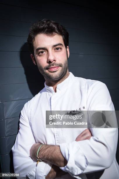 Spanish chef Javier Aranda poses for a portrait session at 'El Hortera' restaurant on December 20, 2017 in Madrid, Spain.