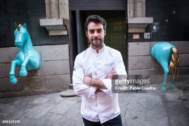 Spanish chef Javier Aranda poses for a portrait session at 'El Hortera' restaurant on December 20, 2017 in Madrid, Spain.