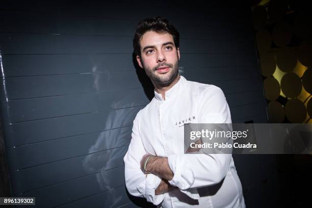 Spanish chef Javier Aranda poses for a portrait session at 'El Hortera' restaurant on December 20, 2017 in Madrid, Spain.