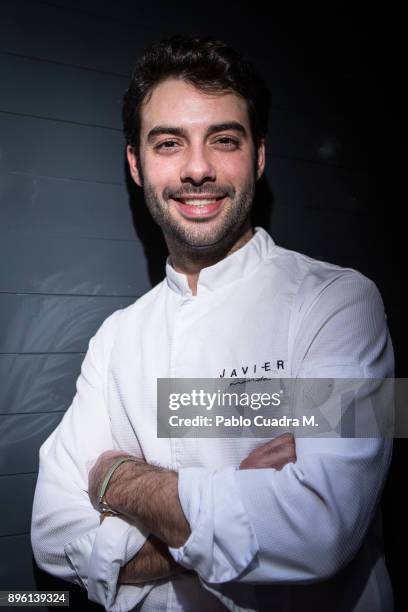 Spanish chef Javier Aranda poses for a portrait session at 'El Hortera' restaurant on December 20, 2017 in Madrid, Spain.