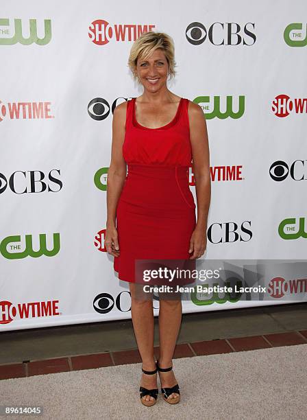 Edie Falco arrives at the NBC and Universal's 2009 TCA Press Tour All-Star Party at the Huntington Library on August 3, 2009 in Pasadena, California.