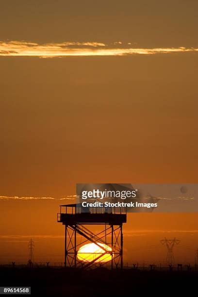 camp speicher, iraq - guard tower at sunset. - camp speicher stock pictures, royalty-free photos & images