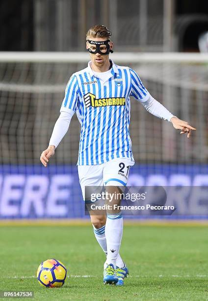 Bartosz Salamon of Spal in action during the Serie A match between Benevento Calcio and Spal at Stadio Ciro Vigorito on December 17, 2017 in...