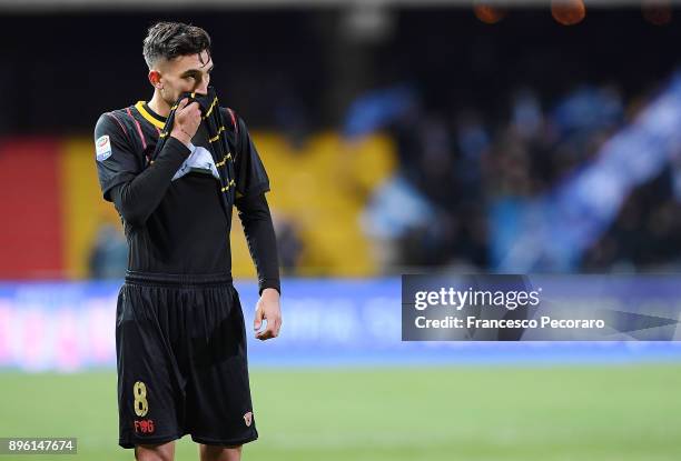 Danilo Cataldi of Benevento Calcio in action during the Serie A match between Benevento Calcio and Spal at Stadio Ciro Vigorito on December 17, 2017...