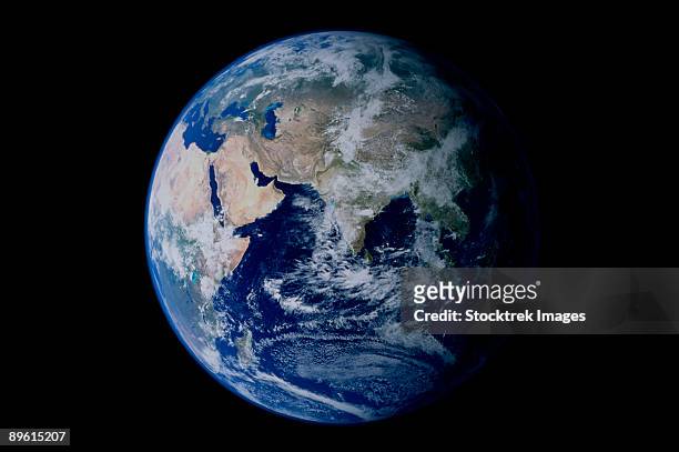 earth from space showing eastern hemisphere. - eastern hemisphere stock pictures, royalty-free photos & images