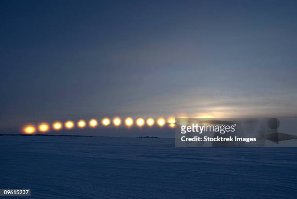 january 1, 2008 - sun movement from dettah ice road, yellowknife, northwest territories, canada. - yellowknife canada 個照片及圖片檔