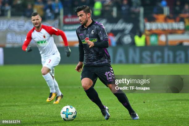 Marco Terrazzino of Freiburg controls the ball during the Bundesliga match between FC Augsburg and Sport-Club Freiburg at WWK-Arena on December 16,...