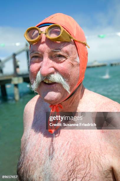 happy senior swimmer - swimming goggles stock pictures, royalty-free photos & images
