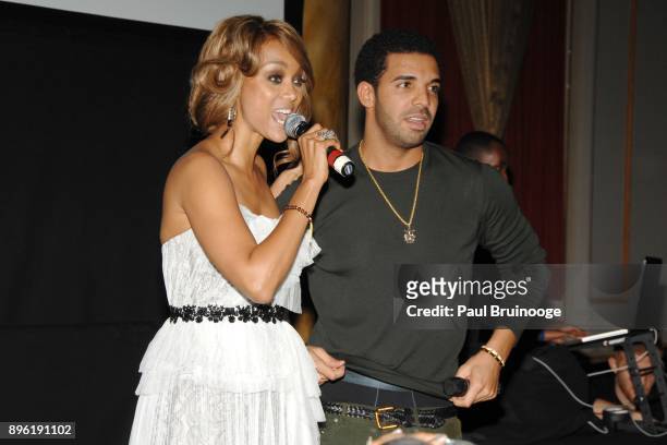Tyra Banks and Drake attend The Flawsome Ball for The Tyra Banks TZONE at The Lower Eastside Girls Club at Capitale on October 18, 2012 in New York...