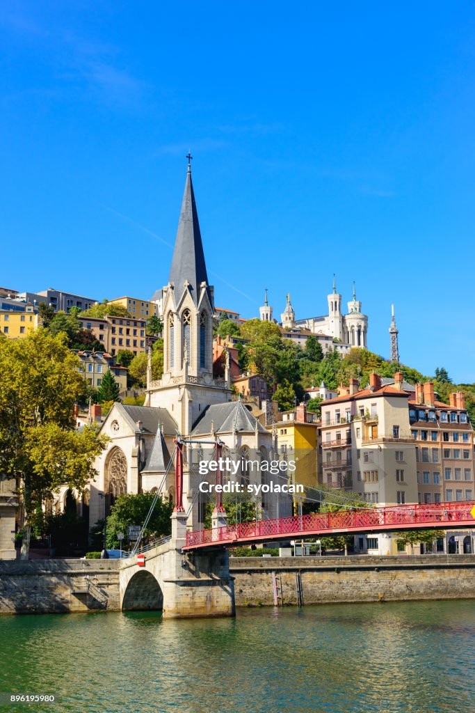 Lyon cityscape from Rhone River