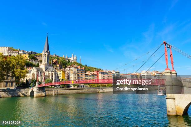 lyon cityscape from rhone river - syolacan stock pictures, royalty-free photos & images