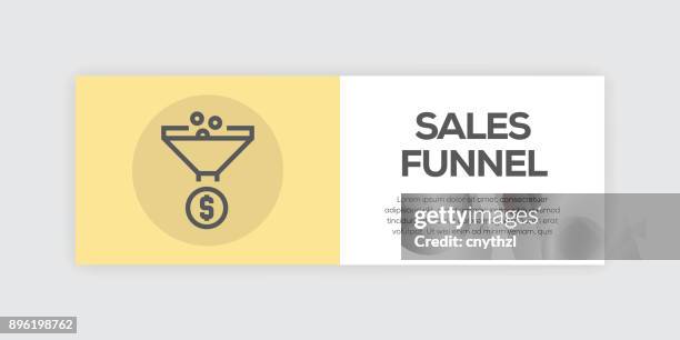 umsatz trichter linie infografik web-banner - process funnel infographic stock-grafiken, -clipart, -cartoons und -symbole