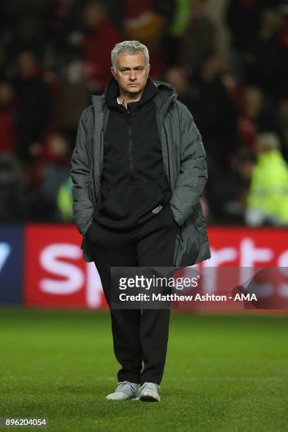 Manchester United Head Coach / Manager Jose Mourinho looks on prior to the Carabao Cup Quarter-Final match between Bristol City and Manchester United...