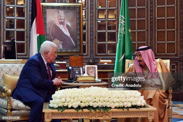 Palestinian President Mahmoud Abbas meets with Saudi Arabian King Salman bin Abdulaziz Al Saud in Riyadh, Saudi Arabia on December 20, 2017.
