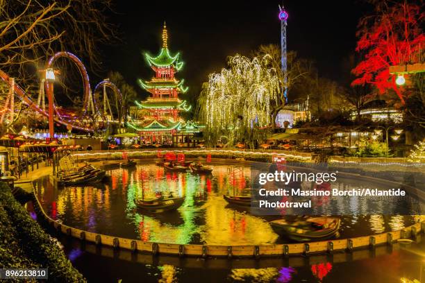 tivoli gardens - copenhagen christmas stock pictures, royalty-free photos & images