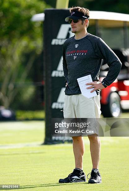 General manager Thomas Dimitroff of the Atlanta Falcons during opening day of training camp on August 1, 2009 at the Falcons Training Complex in...