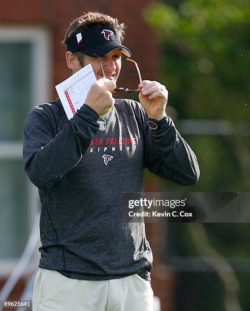 General manager Thomas Dimitroff of the Atlanta Falcons during opening day of training camp on August 1, 2009 at the Falcons Training Complex in...