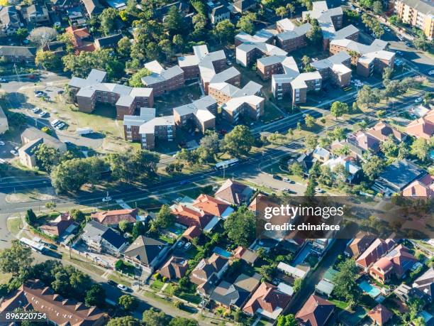 luchtfoto, rosebery, sydney - sydney street stockfoto's en -beelden