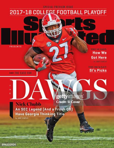 December 14, 2017 Sports Illustrated via Getty Images Presents Cover: College Football: Georgia Nick Chubb in action, rushing vs South Carolina at...