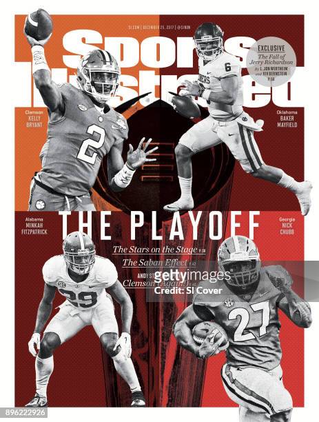December 25, 2017 Sports Illustrated via Getty Images Cover: College Football: Clockwise from top left: ACC Championship: Clemson QB Kelly Bryant vs...