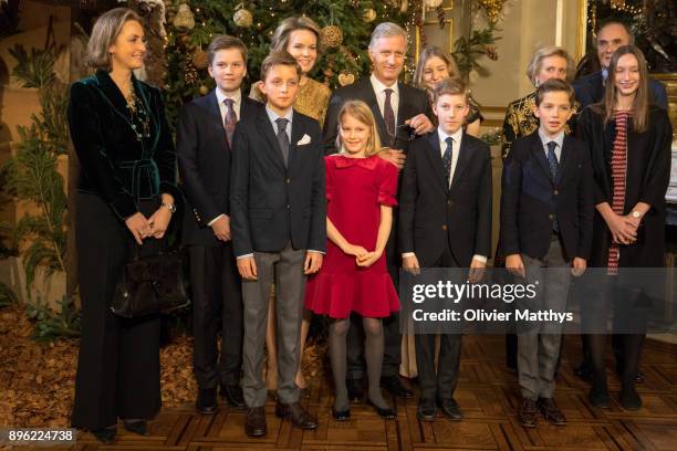 Princess Claire of Belgium, Prince Gabriel of Belgium, Prince Nicolas of Belgium, Queen Mathilde of Belgium, Princess Elonore of Belgium, King...