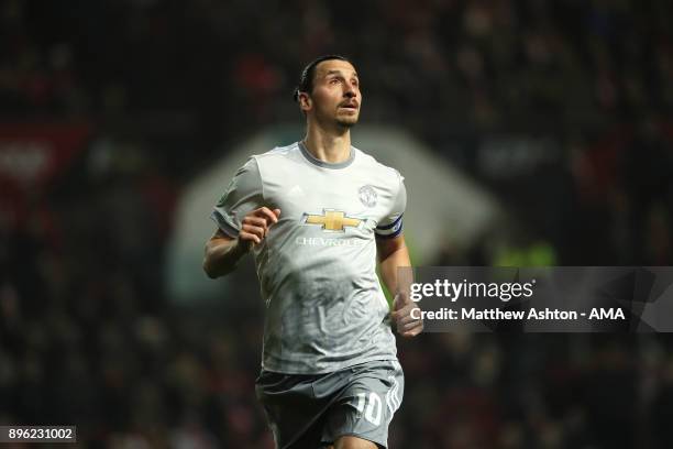 Zlatan Ibrahimovic of Manchester United in action during the Carabao Cup Quarter-Final match between Bristol City and Manchester United at Ashton...