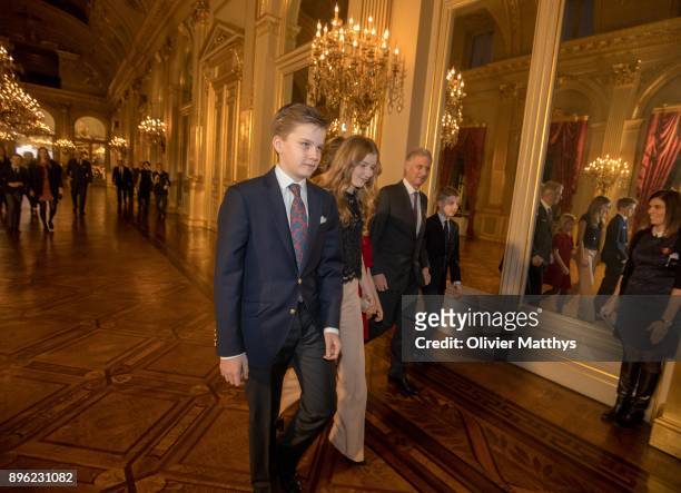 Prince Gabriel of Belgium, Princess Elisabeth of Belgium, Princess Elonore of Belgium, Queen Mathilde of Belgium, King Philippe of Belgium and Prince...