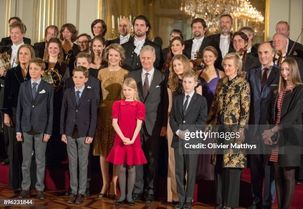 Princess Claire of Belgium, Prince Nicolas of Belgium, Prince Gabriel of Belgium, Prince Aymeric of Belgium, Queen Mathilde of Belgium, Princess...