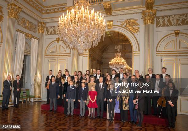 Princess Claire of Belgium, Prince Nicolas of Belgium, Prince Gabriel of Belgium, Prince Aymeric of Belgium, Queen Mathilde of Belgium, Princess...