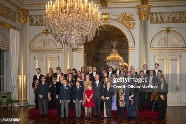 Princess Claire of Belgium, Prince Nicolas of Belgium, Prince Gabriel of Belgium, Prince Aymeric of Belgium, Queen Mathilde of Belgium, Princess...