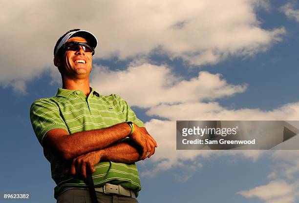 Alvaro Quiros of Spain poses for a portrait prior to the WGC-Bridgestone Invitational on the South Course at Firestone Country Club on August 5, 2009...
