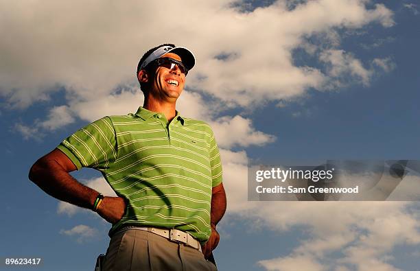 Alvaro Quiros of Spain poses for a portrait prior to the WGC-Bridgestone Invitational on the South Course at Firestone Country Club on August 5, 2009...