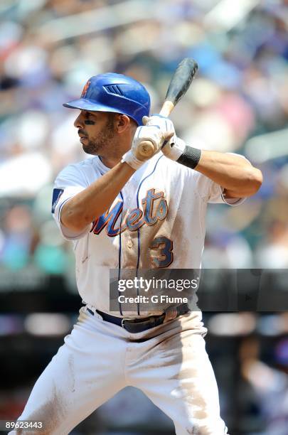 Alex Cora of the New York Mets bats against the Colorado Rockies at Citi Field on July 30, 2009 in New York, New York.