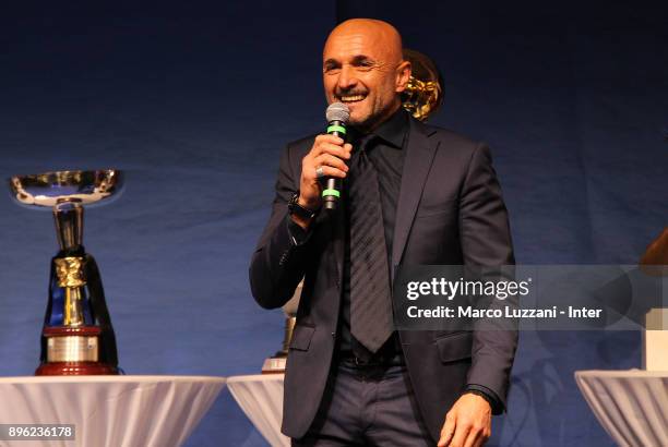 Internazionale Milano coach Luciano Spalletti speaks during FC Internazionale Youth Teams Christmas Party on December 20, 2017 in near Milan, Italy.