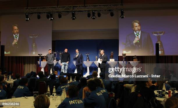 Internazionale Milano Juvenile coach Stefano Vecchi speaks during FC Internazionale Youth Teams Christmas Party on December 20, 2017 in near Milan,...