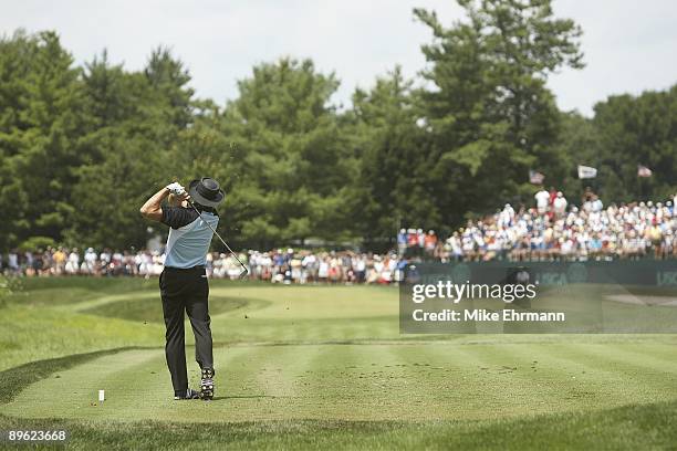 Greg Norman in action, drive from tee on No 3 during Saturday play at Crooked Stick GC. Carmel, IN 8/1/2009 CREDIT: Mike Ehrmann