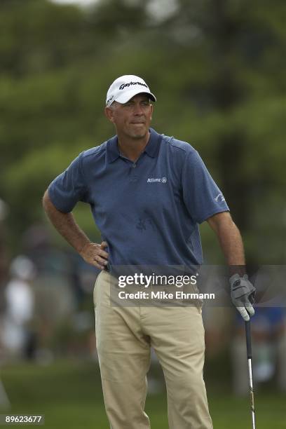 Tom Lehman on No 3 tee during Saturday play at Crooked Stick GC. Carmel, IN 8/1/2009 CREDIT: Mike Ehrmann