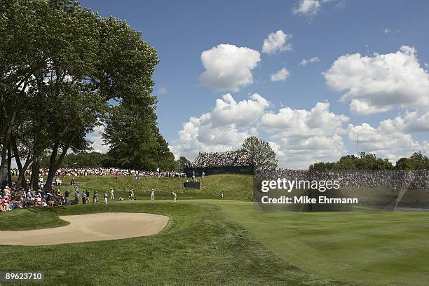 Jay Haas in action, missing birdie putt on No 16 during Friday play at Crooked Stick GC. Carmel, IN 7/31/2009 CREDIT: Mike Ehrmann