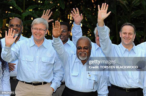 Australian Prime Minister and PIF Chairman, Kevin Rudd , Papua New Guinea Prime Minister, Michael Somare and New Zealand Prime Minister, John Key ,...