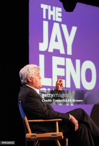 Television host Jay Leno of the "Jay Leno Show" speaks during the NBC Network portion of the 2009 Summer Television Critics Association Press Tour at...