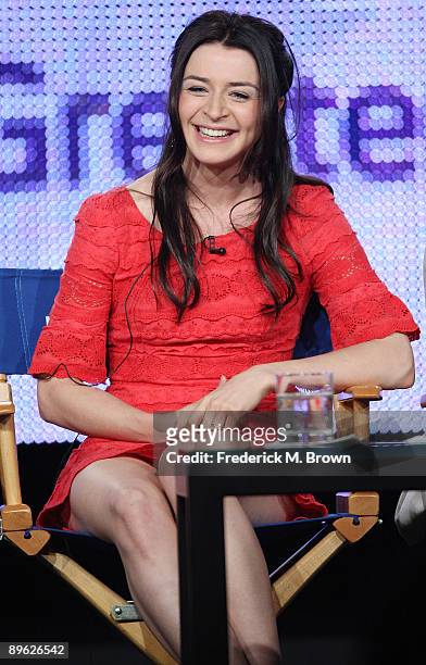 Actress Caterina Scorsone of the television show "Alice" speaks during the NBC Universal Network portion of the 2009 Summer Television Critics...