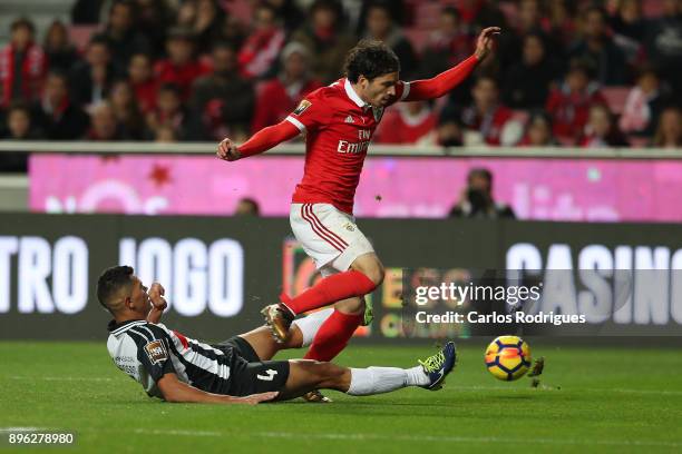 Portimonense defender Jadson from Brazil vies with Benfica's midfielder Filip Krovinovic from Croatia for the ball possession during the match...