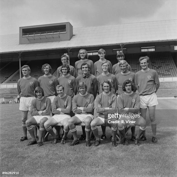 English soccer team Leicester City FC: Alan Woollett, Alistair Brown, Bob Lee, Bobby Kellard, David Nish, Graham Cross, John Farrington, John...