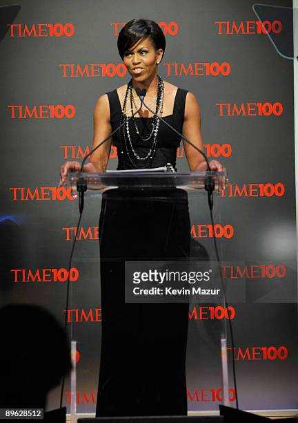 First Lady Michelle Obama attends the Time's 100 Most Influential People in the World Gala at Rose Hall - Jazz at Lincoln Center on May 5, 2009 in...