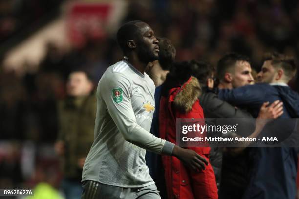 Romelu Lukaku of Manchester United walks off at the end of the Carabao Cup Quarter-Final match between Bristol City and Manchester United at Ashton...