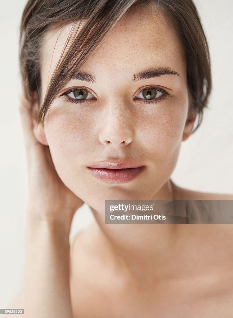 Beauty portrait of young brunette woman