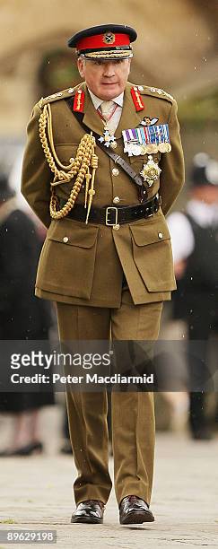 General Sir Richard Dannatt, Chief of the General Staff arrives at Wells Cathedral for the funeral of World War I veteran Harry Patch on August 6,...