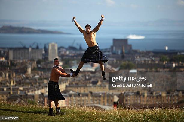 Chippendales promote their Edinburgh Fringe show on top of Calton hill on August 6, 2009 in Edinburgh, Scotland. The act returns to the UK for the...