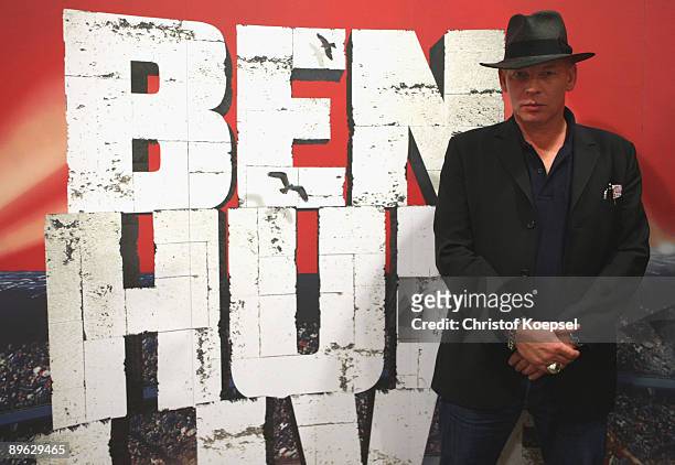 Story teller Ben Becker attends the press conference during the Ben Hur live show presentation at the ISS Dome on August 6, 2009 in Duesseldorf,...