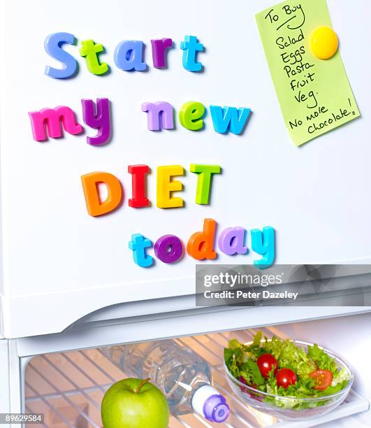 start new diet today fridge magnets. - liet stock pictures, royalty-free photos & images